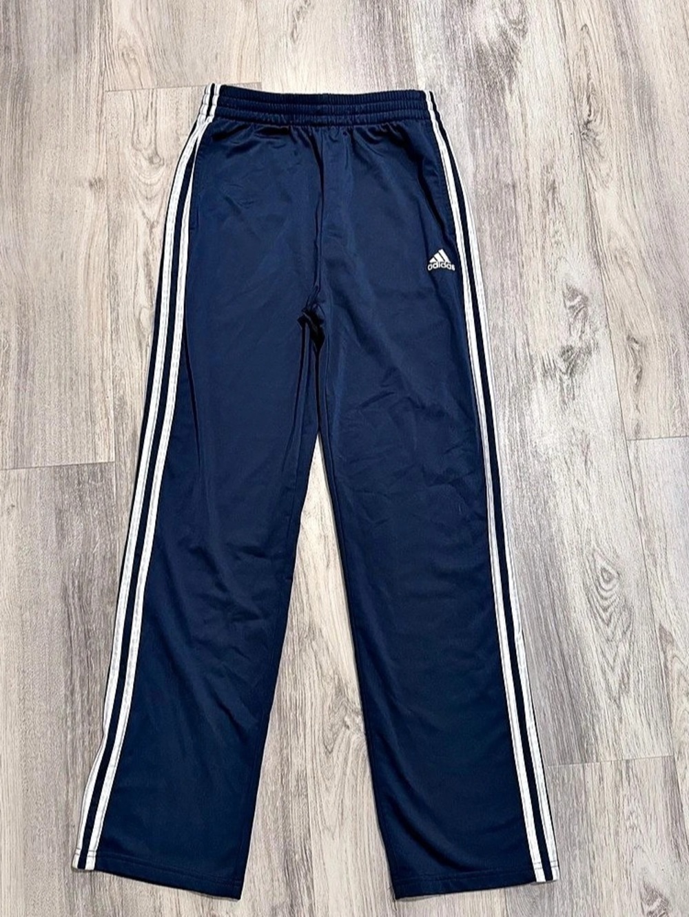 adidas Boys Classic 3-Stripes Tricot Track Pants Blue Waist XL (18/20)